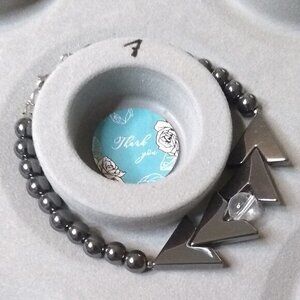 Serenity & Harmony! Feminine Gray Hematite & Quartz Beaded Bracelet for 7" Wrist